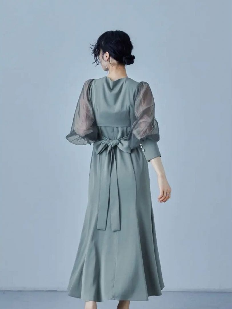 【ピーナッツ】冬用：クロスデザインブラウスセットドレス(結婚式)