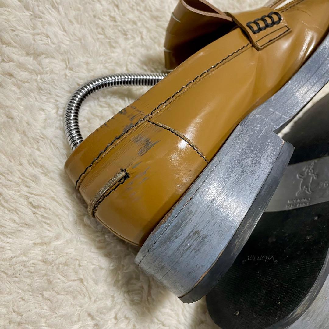 MARNI マルニ フリンジ キルト レザー 厚底ローファー キャメル 36