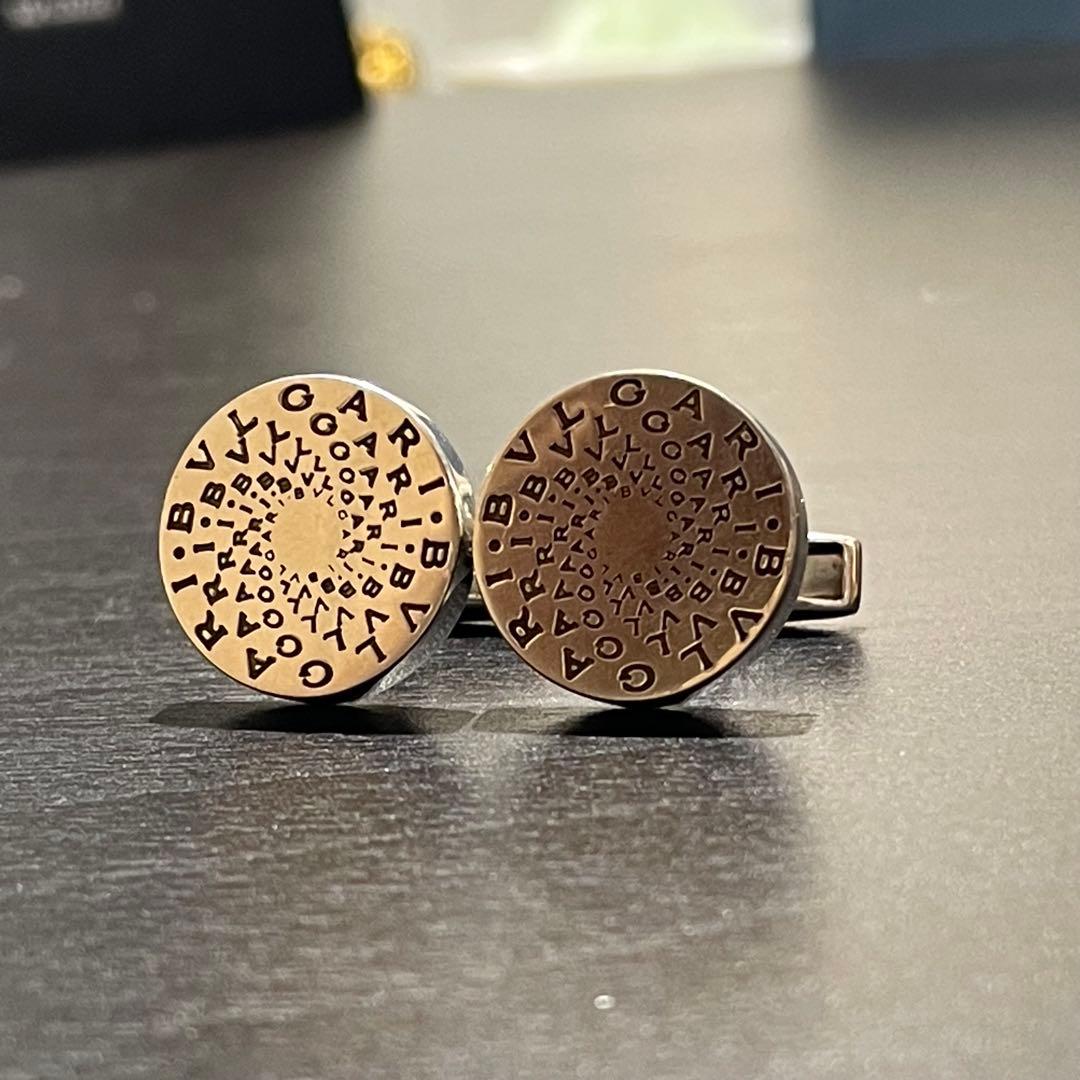 ブルガリ BVLGARI シルバー 925カフリンクス 回転ロゴ カフス