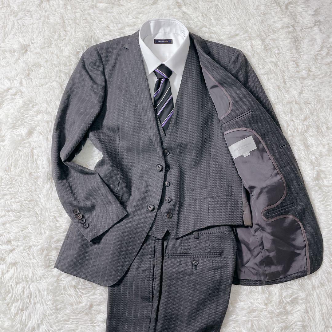 美品✨MEN’S TENORAS スリーピース スーツ 日本製 シルク 光沢 M