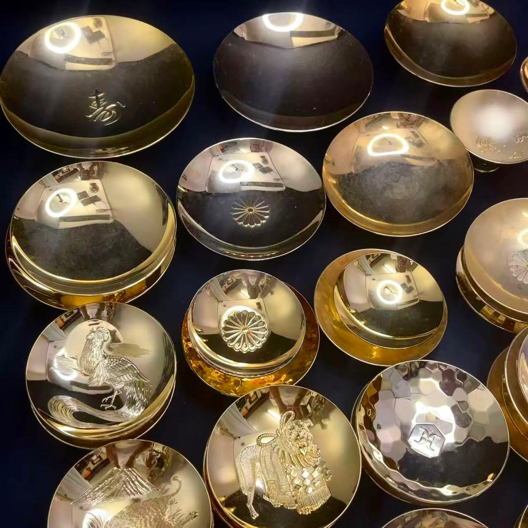 24KGP 金杯 金盃 金メッキ 干支 鳳凰 菊花紋等 45点 約4.05kg