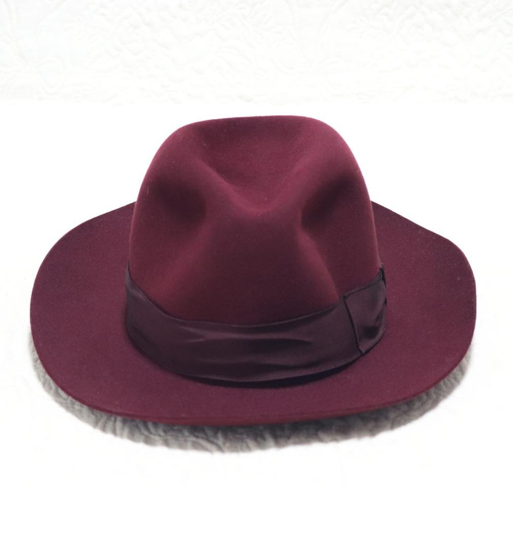 新品タグ付き【ボルサリーノ】ラビットファー フェルトハット 58 ワイドブリム