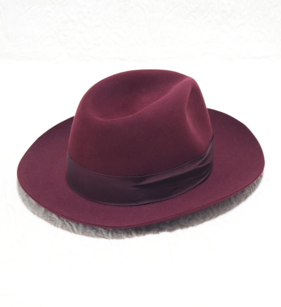 新品タグ付き【ボルサリーノ】ラビットファー フェルトハット 58 ワイドブリム