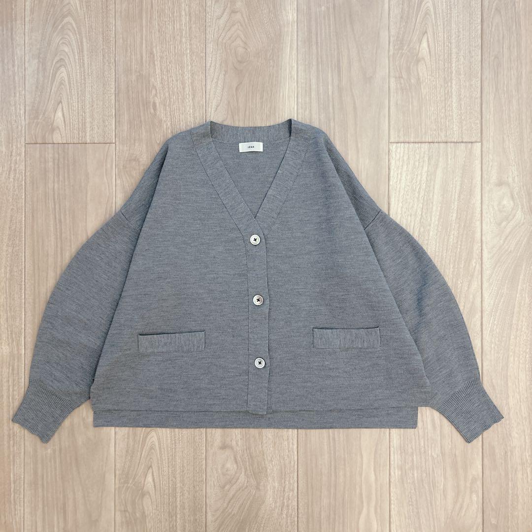 IENA スーパーファインスムースショートカーディガン　グレー　イエナ