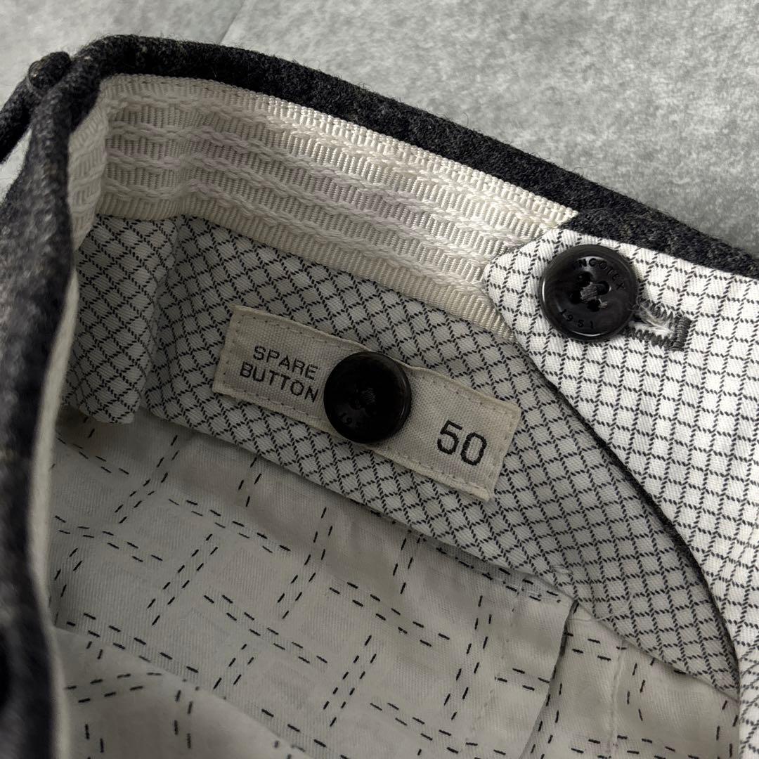 yasu INCOTEX グレー チェック ウール スラックス 秋冬用