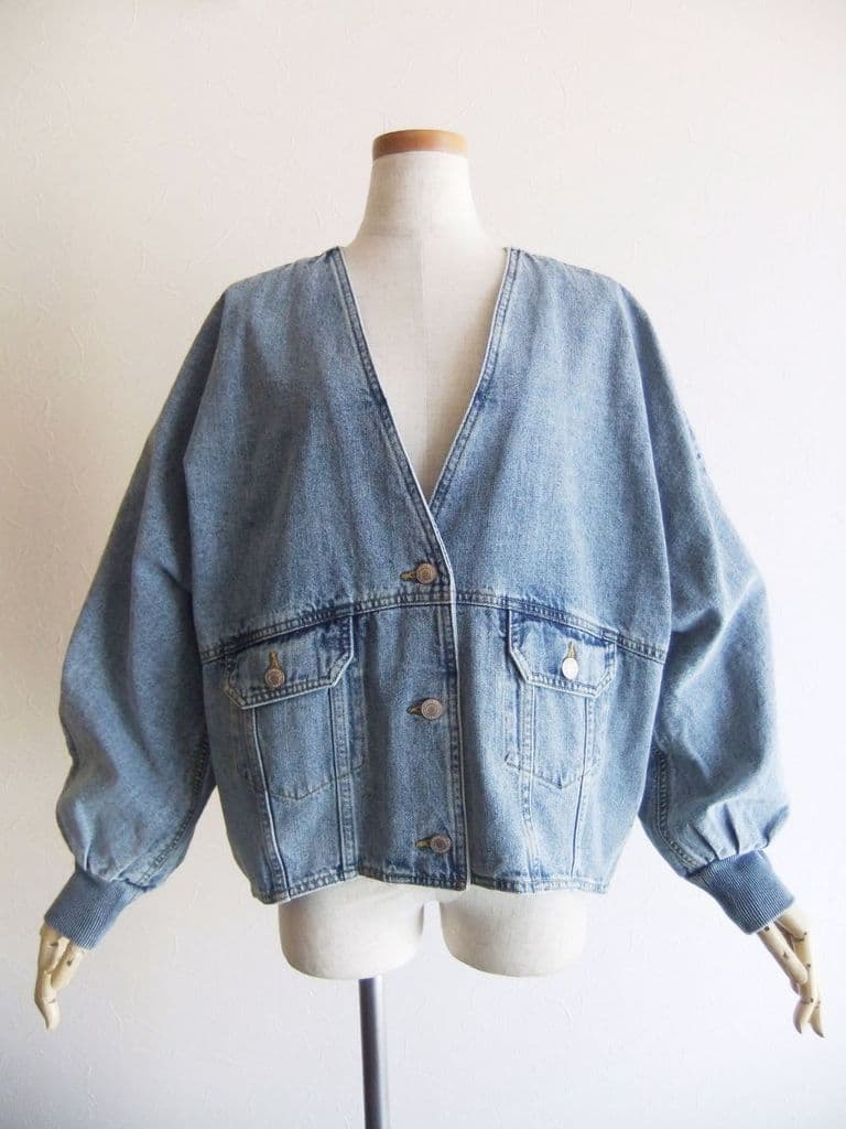 PASSIONE　パシオーネ　デニム Vネック ノーカラー ジャケット