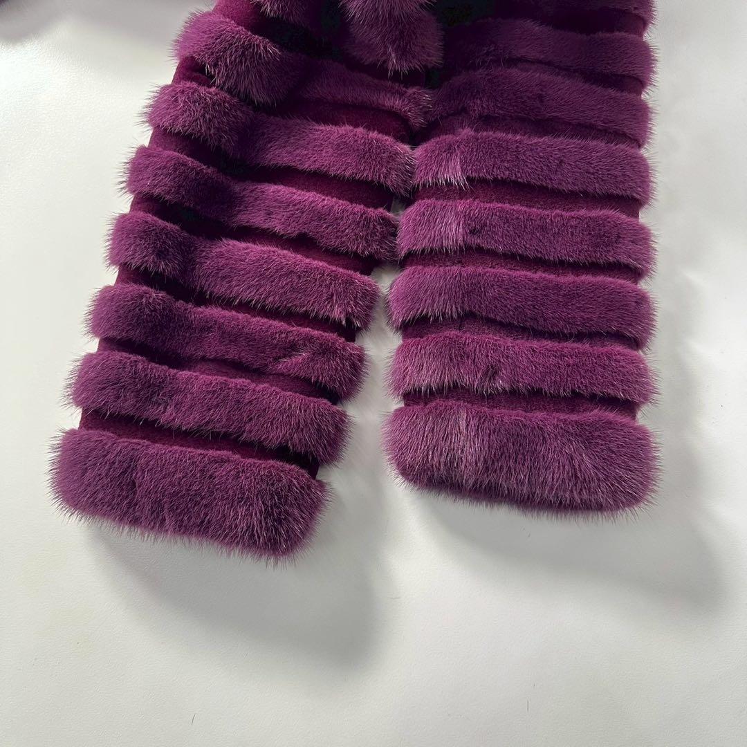 希少カラー◎パープル ミンク ファーコート リバーシブル 毛皮　ショート丈