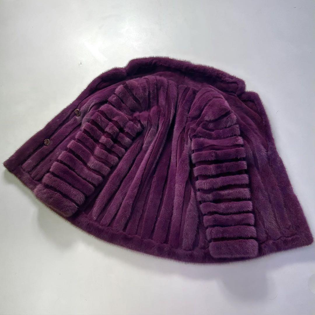 希少カラー◎パープル ミンク ファーコート リバーシブル 毛皮　ショート丈