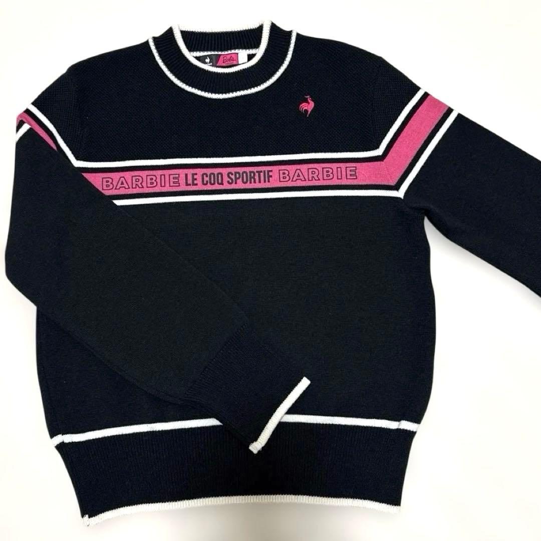 デサント製　バービー　ルコックコラボ　ラインセーター　L ブラック　ピンク