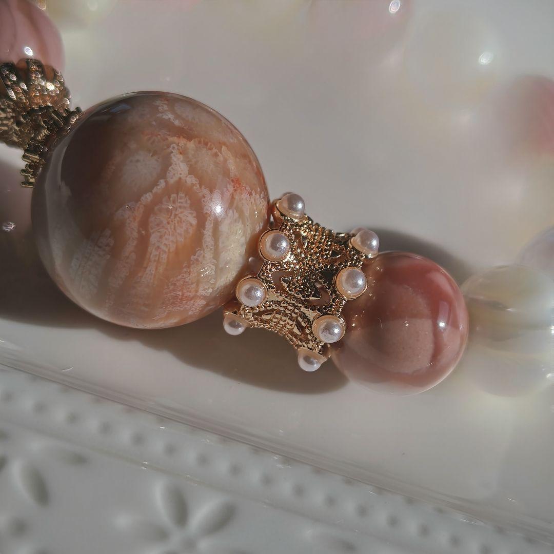 新作♡特大フォッシルコーラル、ピンク阿拉善瑪瑙、マザーオブパール