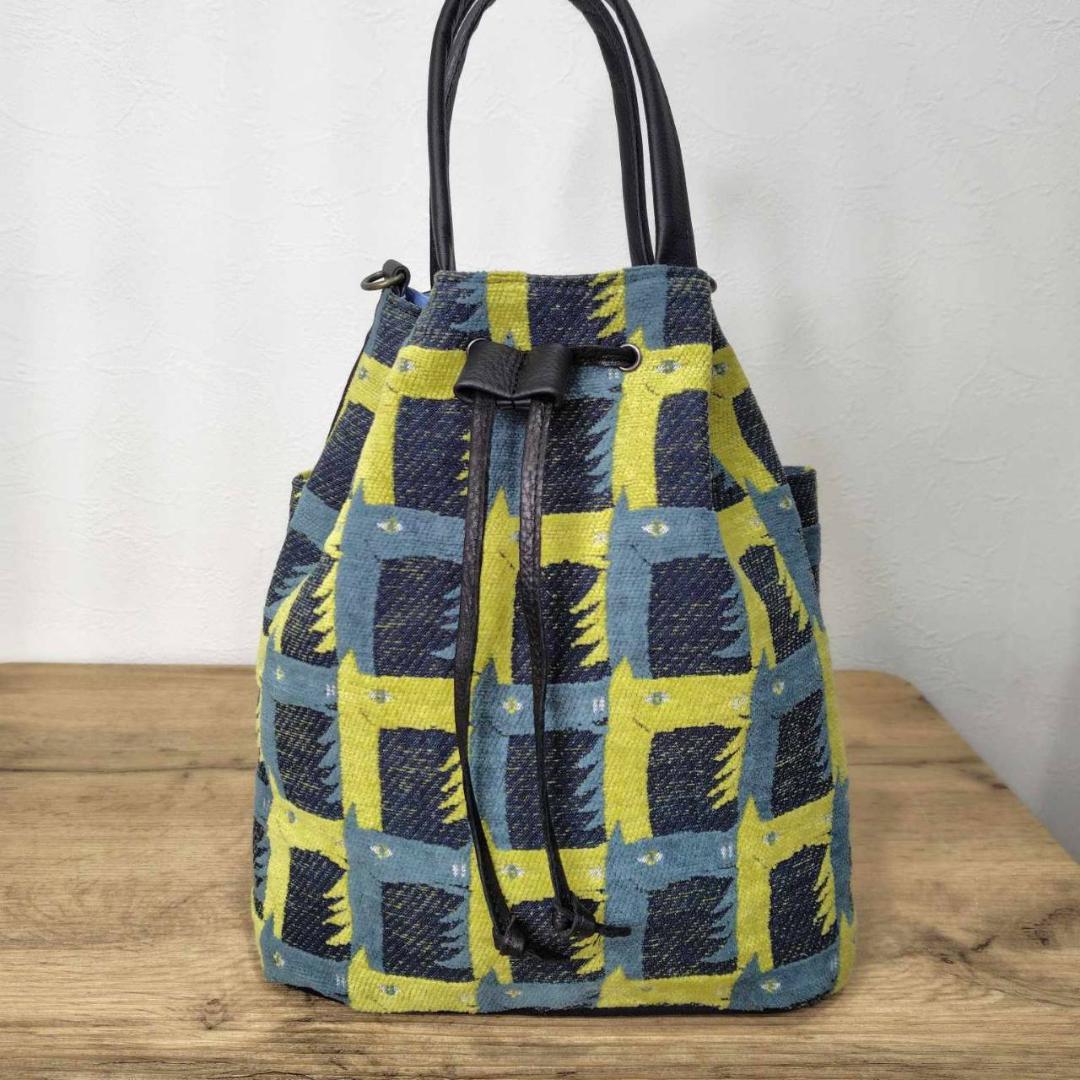 【ゆきんこ】/thoroughbredサラブレットネイビー/巾着Lサイズショル