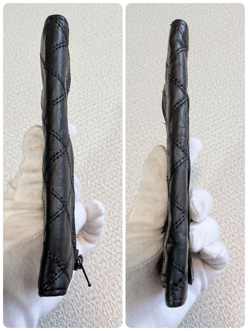 シャネル　黒　ビコローレ　ミニ財布　ケース　ラムスキン　ショルダー