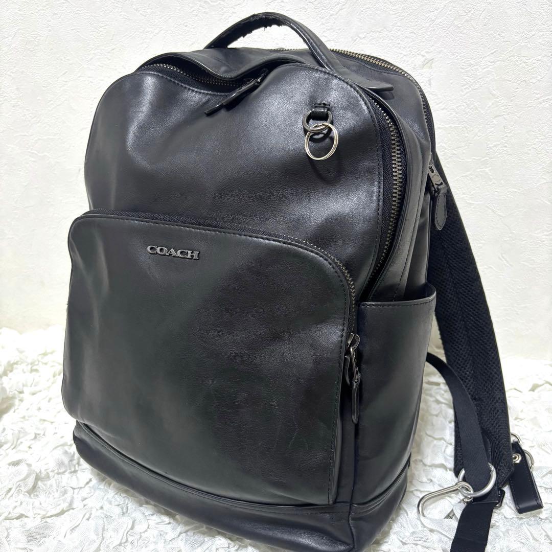 ✨希少✨コーチ　リュック　スムースレザー　黒　グラハム　A4　PC　C2934