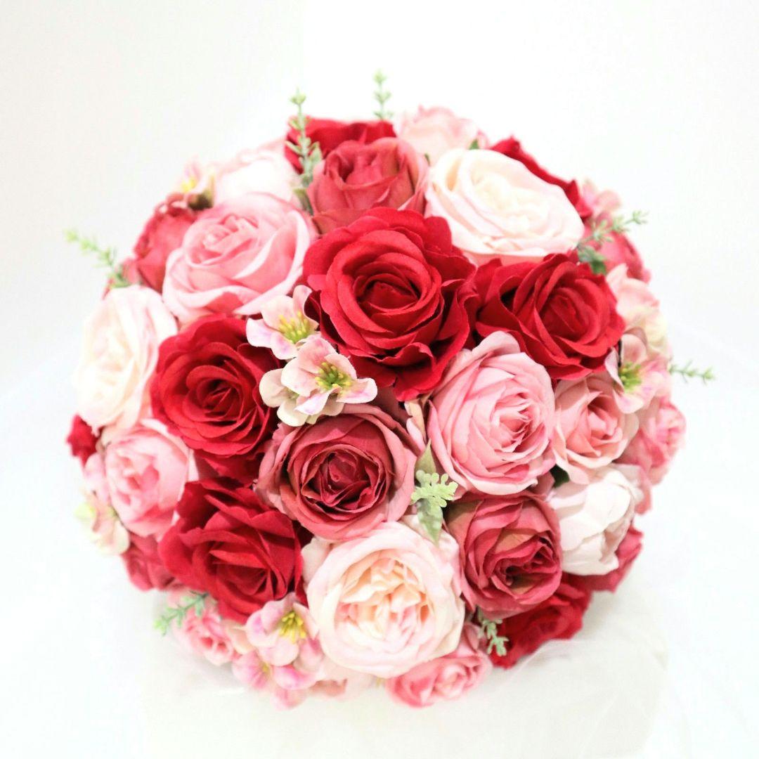 人気❁赤ピンクブーケ・ブートニア2点セット❁結婚式　前撮り