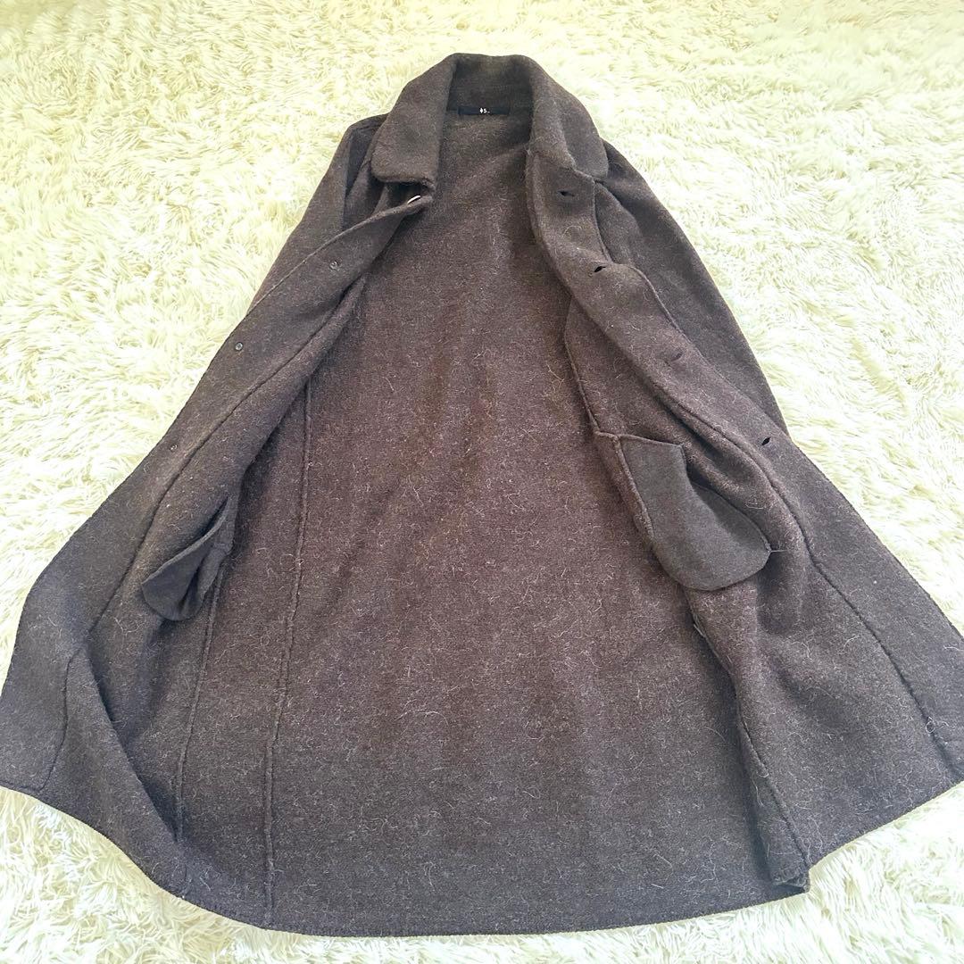 【美品】45R 45rpm アルパカ ウール縮絨ステンカラーロングコート