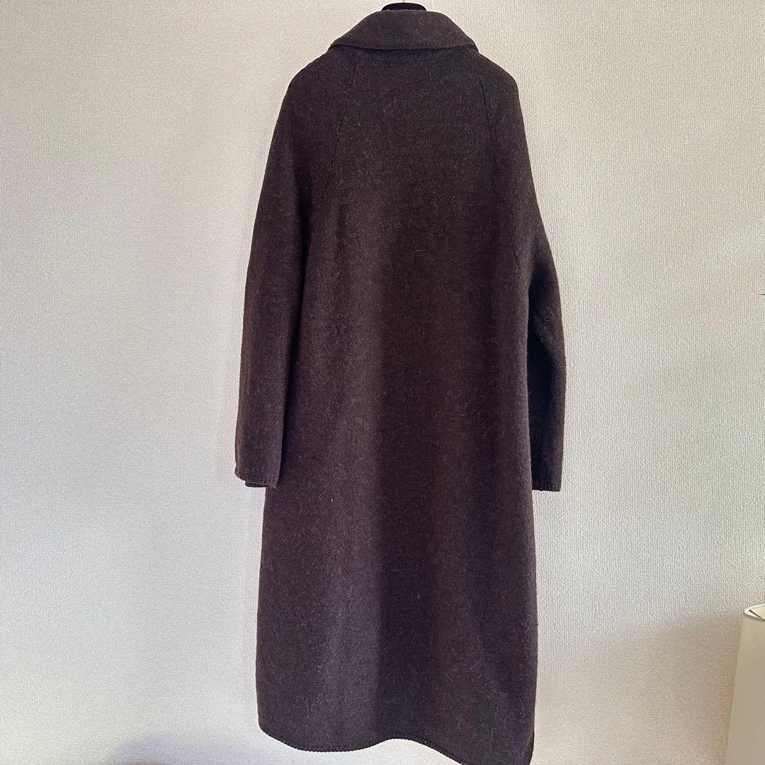 【美品】45R 45rpm アルパカ ウール縮絨ステンカラーロングコート