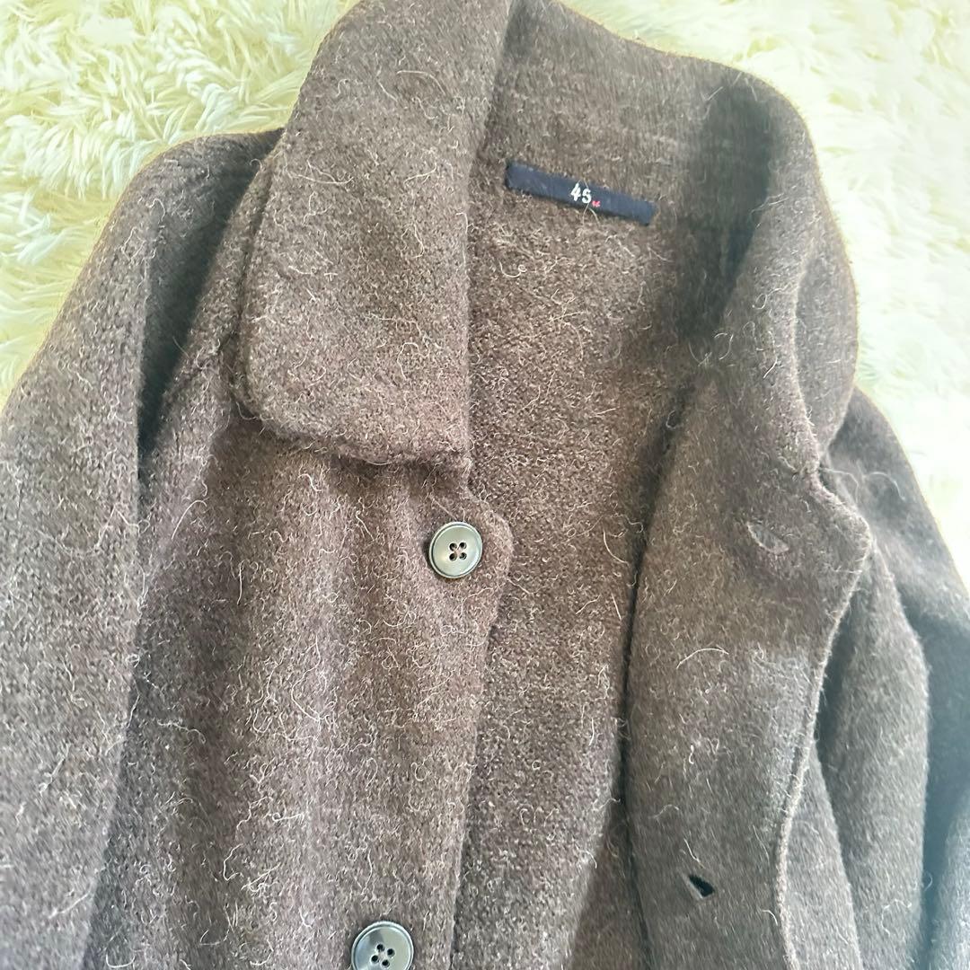 【美品】45R 45rpm アルパカ ウール縮絨ステンカラーロングコート
