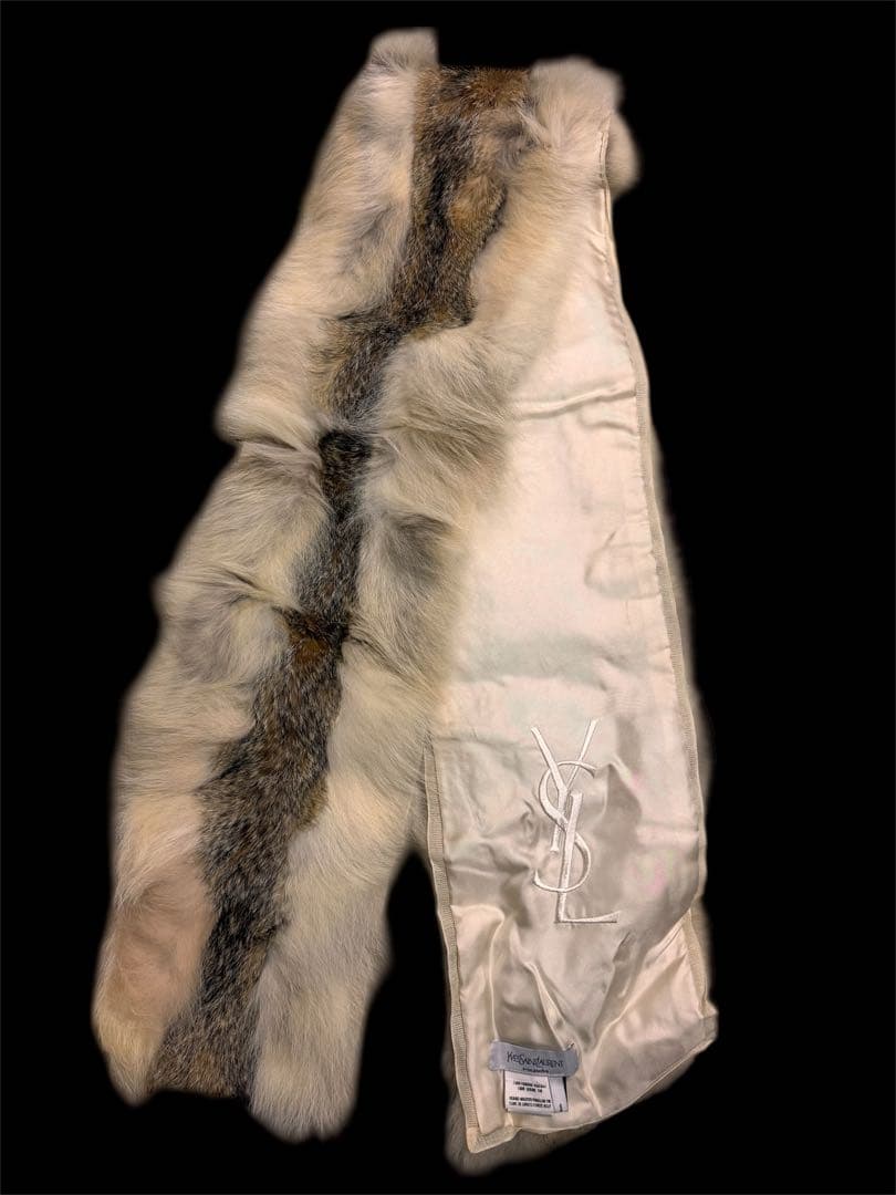 YSL YVES SAINT LAURENT リアルファー　ストール　マフラー