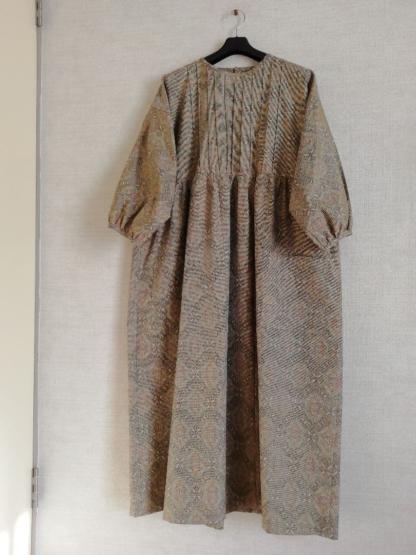 着物リメイク　ロングワンピース(大島紬)