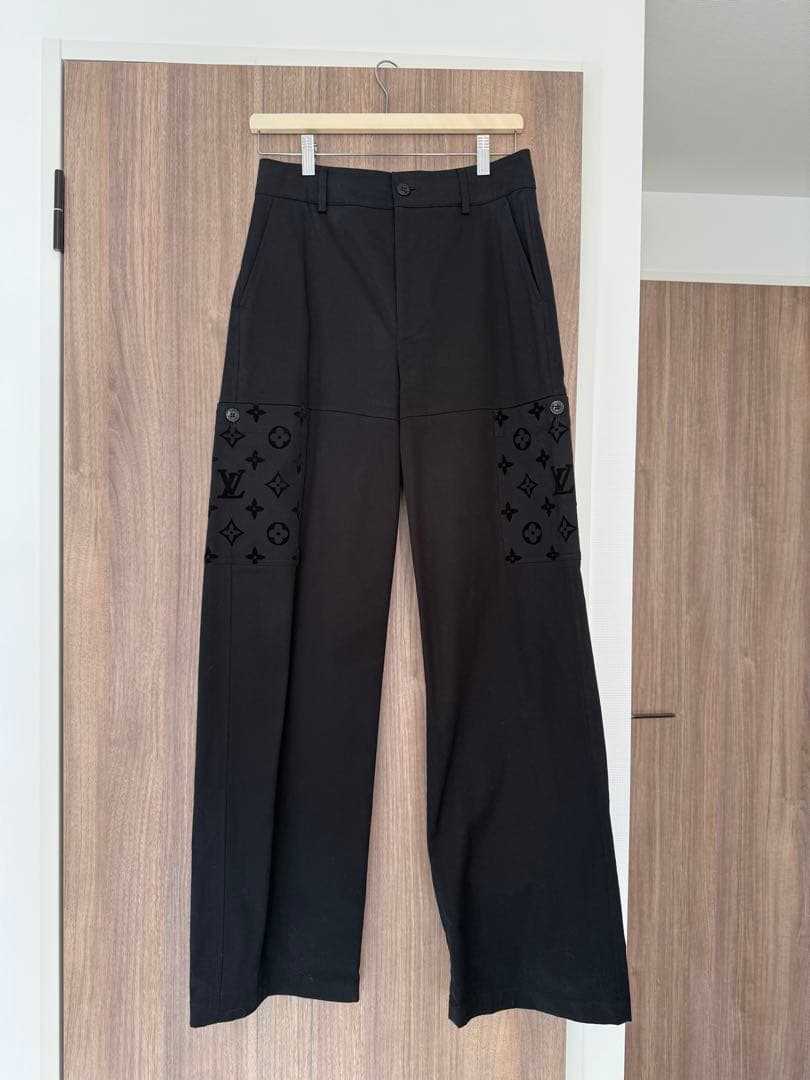 美品　ルイヴィトン ワイドカーゴパンツ ブラック メンズ　44