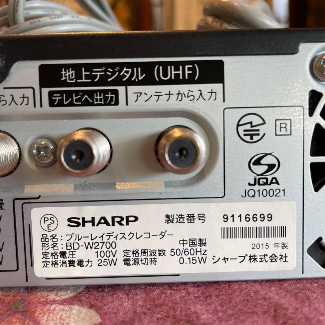 シャープ BD-W2700 12倍録 ２TB 新品BDリモ等付フル装備 完動品！