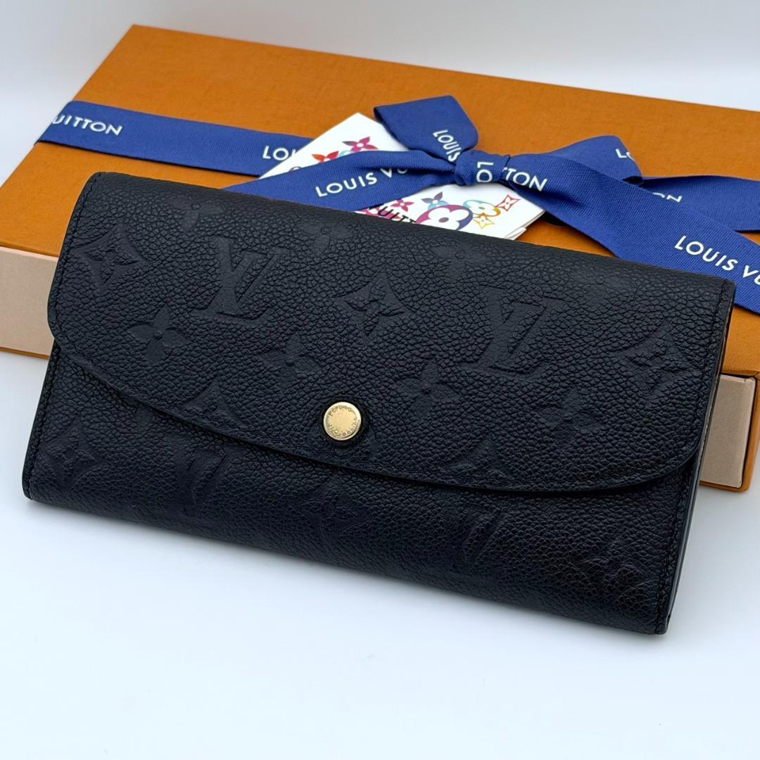 美品 ルイヴィトン アンプラント ポルトフォイユ エミリー 長財布 ブラック