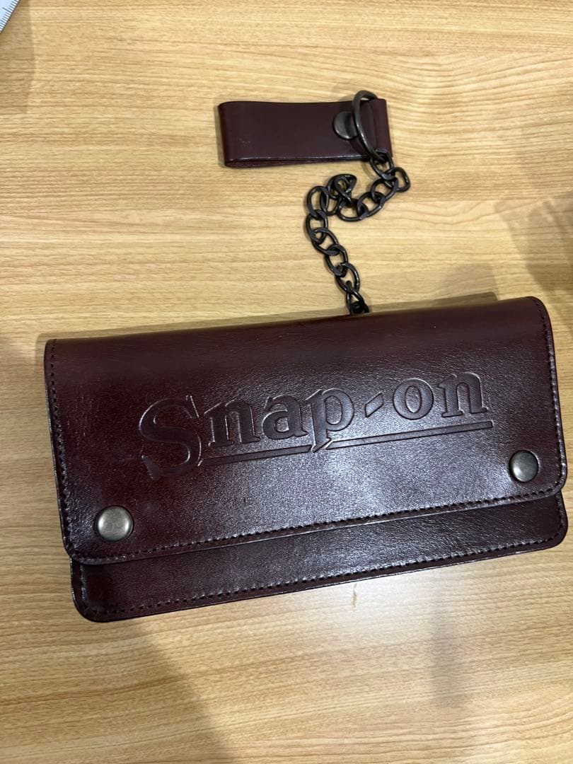 Snap-on レザー 財布ウォレットチェーン ブラウン