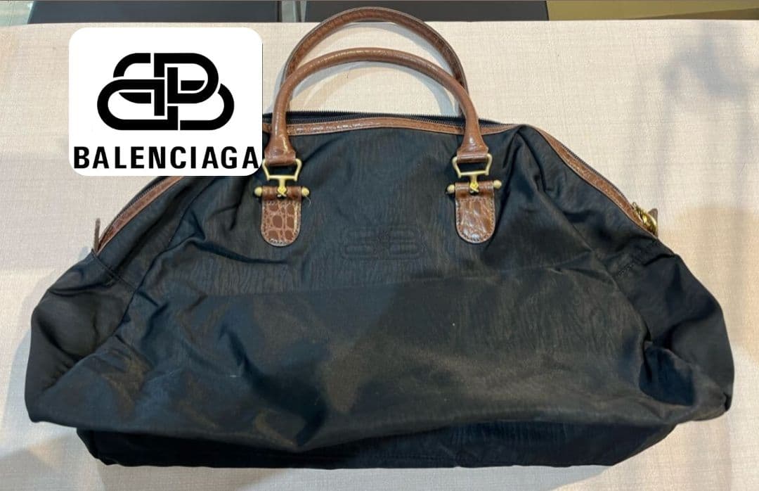 【超希少】バレンシアガ　BALENCIAGA　ボストンバッグ　ナイロン　レザー