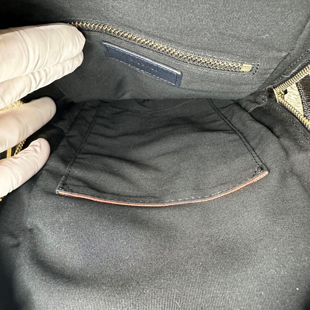 【極美品】ポールスミス　ショルダーバッグ マルチストライプ　ネイビー　レザー