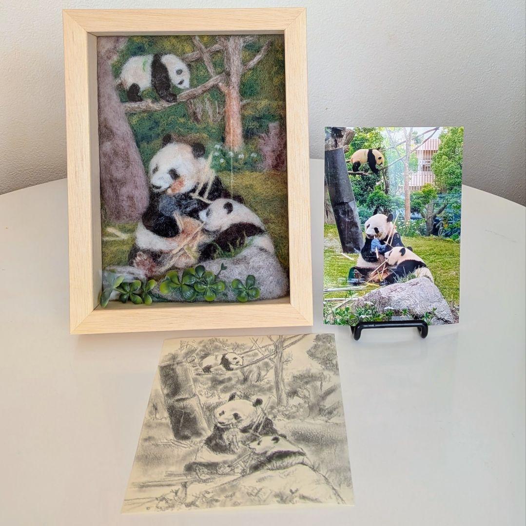 羊毛フェルト1/12③シンシン&シャオレイのフレーム