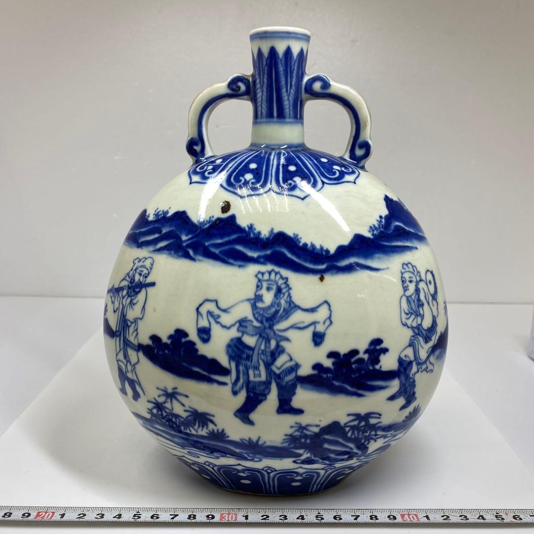 専用中国美術　大明宣徳年表青花花瓶　高さ約26.2㎝　タルチ　東さ7-0206①