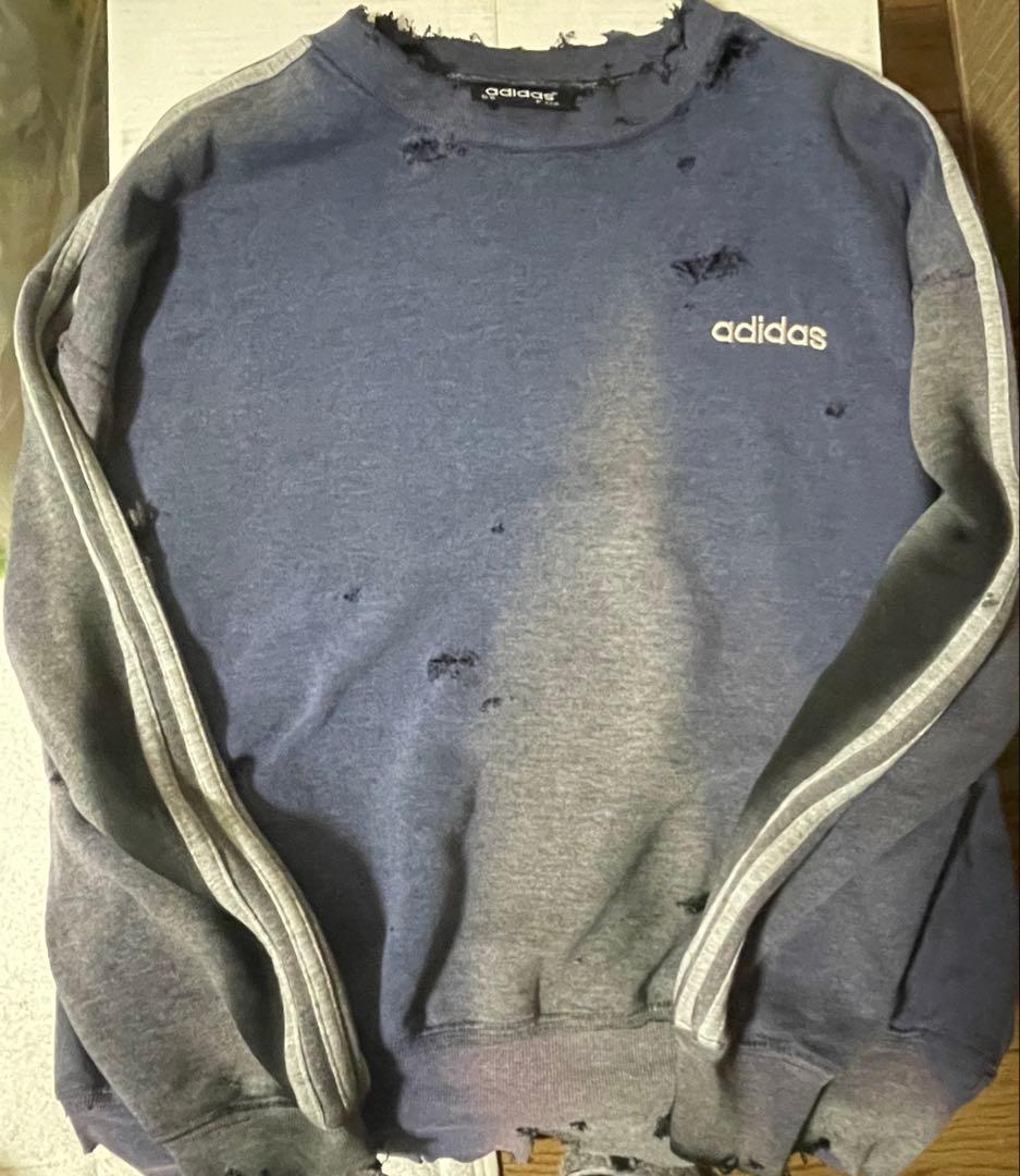 90's ”アディダス”鬼フェード”茄子紺” 短丈“ Boro sweat