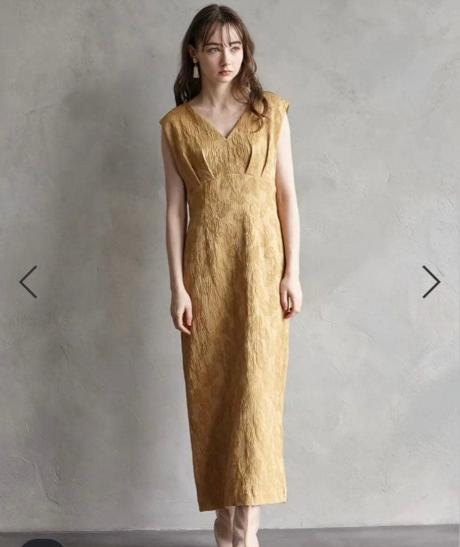 AIMER ジャカードIラインパーティードレス イエロー