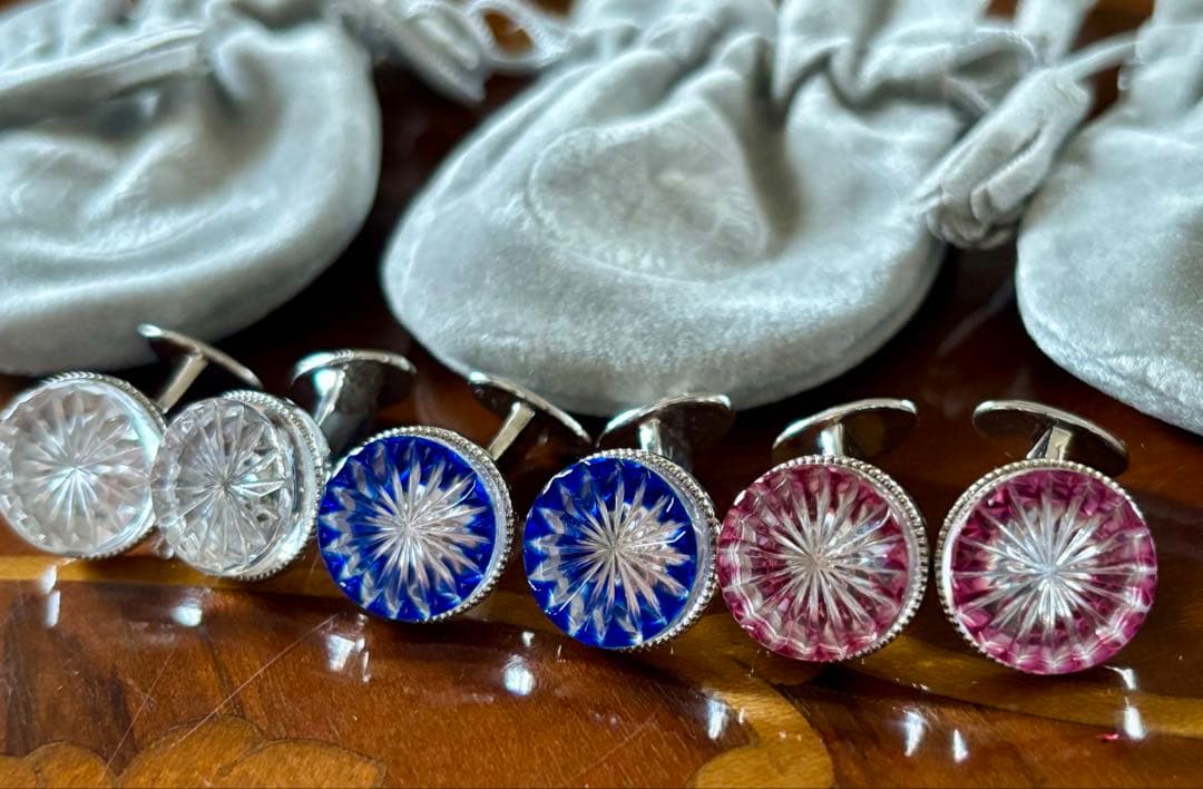 ♡】堀口切子　カフリンクス　透明のみ