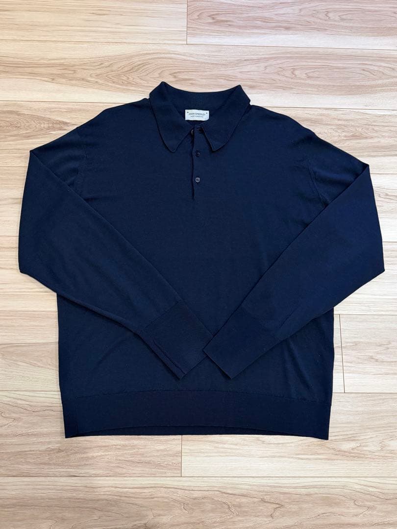 JOHN SMEDLEY 長袖ニットポロ オーバーサイズ ネイビー L