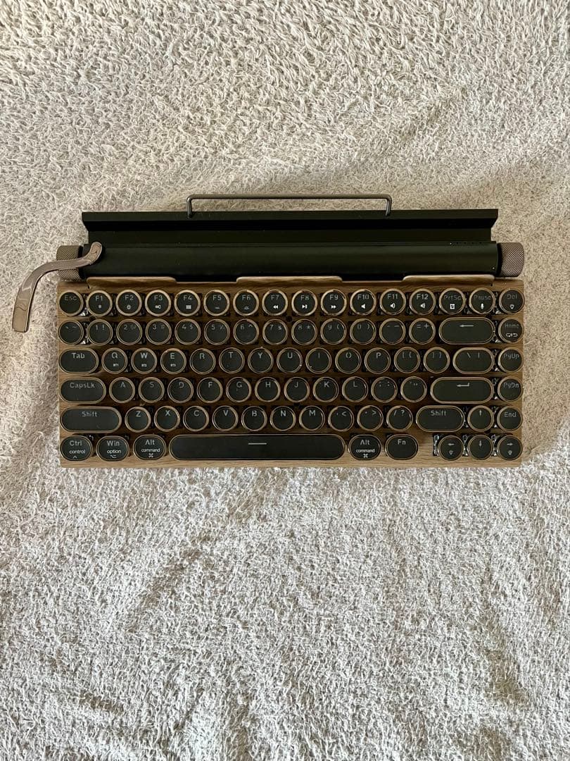 【美品】タイライター型 レトロ メカニカルキーボード 木製調 Bluetooth