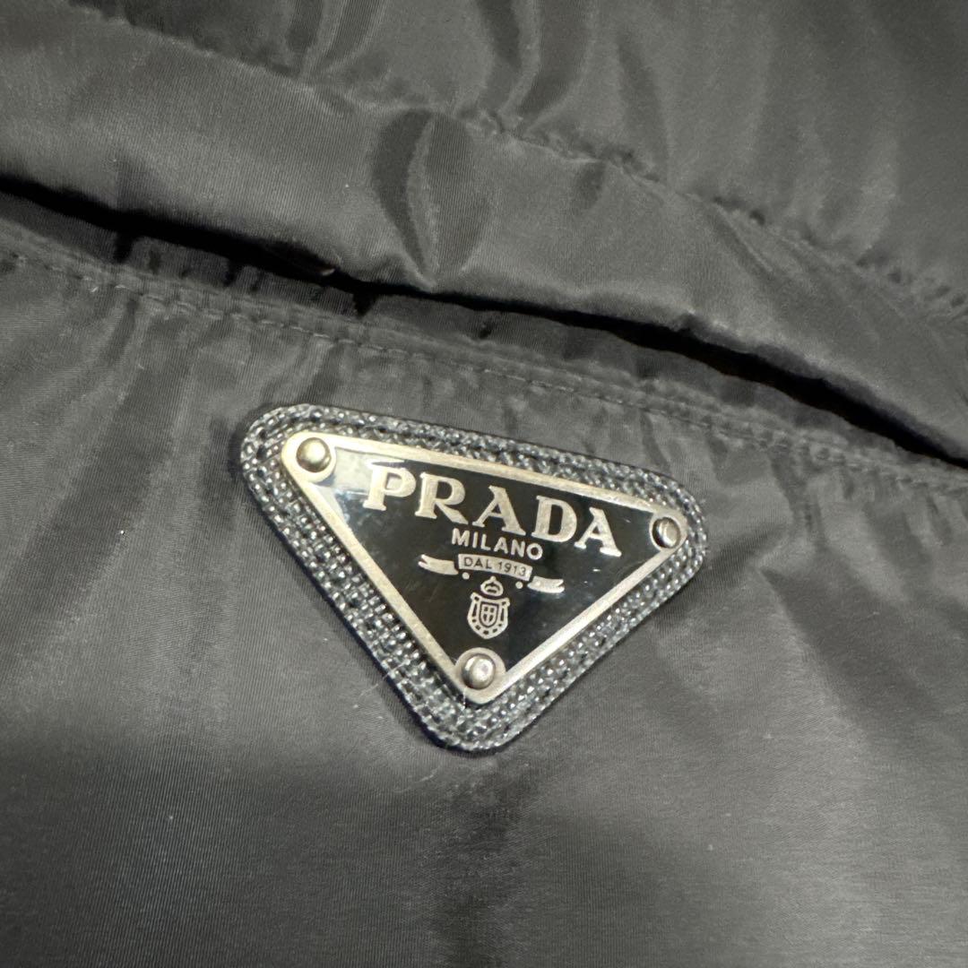 PRADA フード付きロングダウンジャケット 三角ロゴ SGB218 XL
