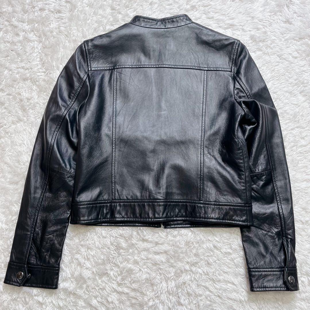 極美品　23区　オンワード樫山　レザージャケット　ノーカラー　シングルライダース