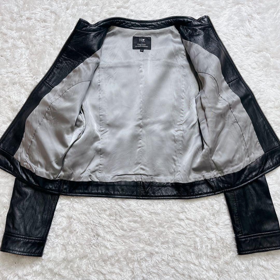 極美品　23区　オンワード樫山　レザージャケット　ノーカラー　シングルライダース