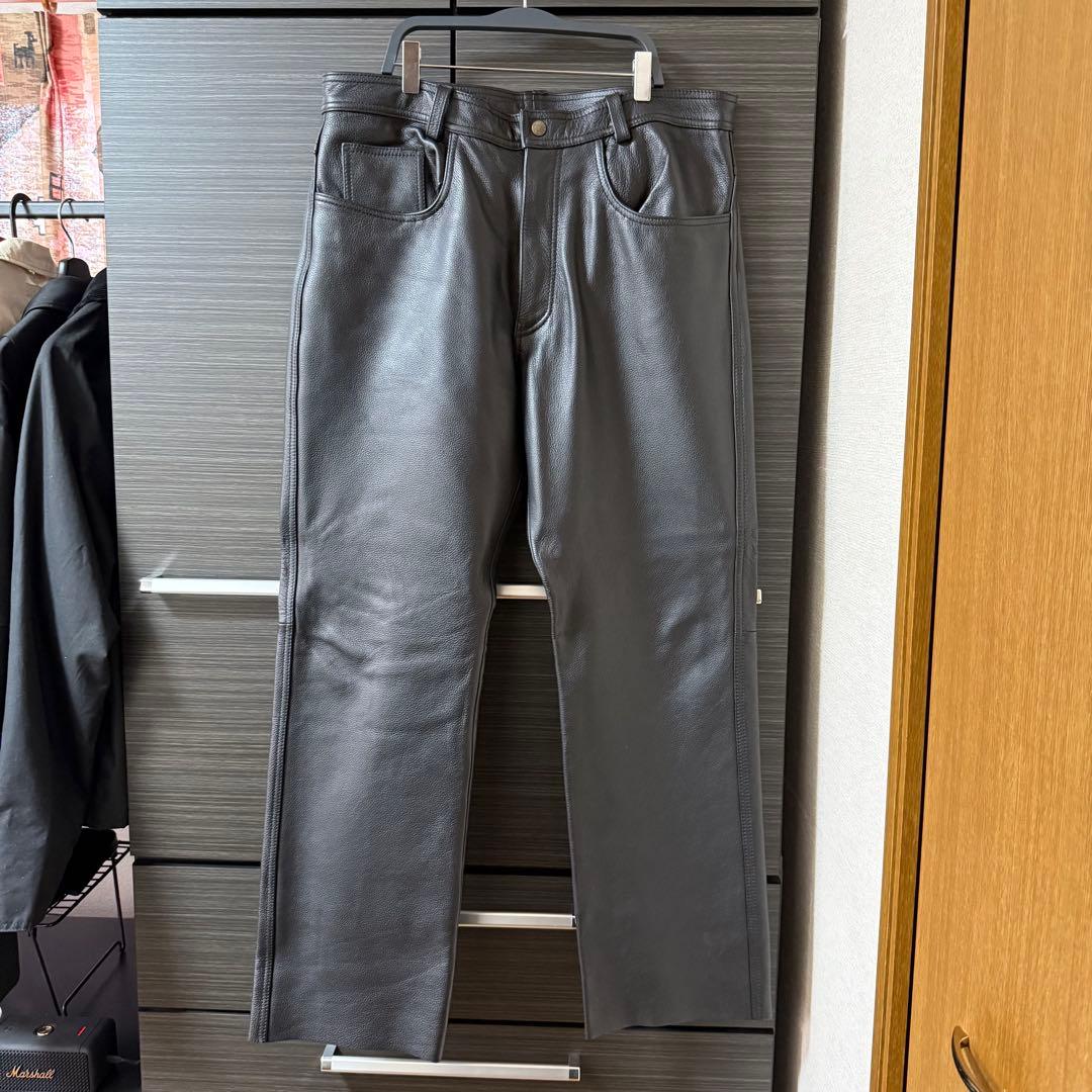 【極美品】AVIREX レザーパンツ ブラック 牛革
