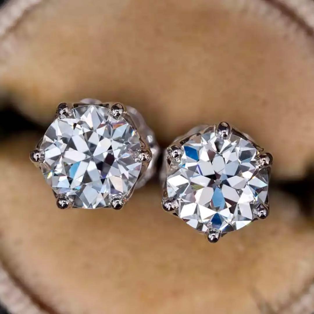 満足保証！最高級人工ダイヤ モアッサナイト ピアス 2ct 1粒ダイヤモンド