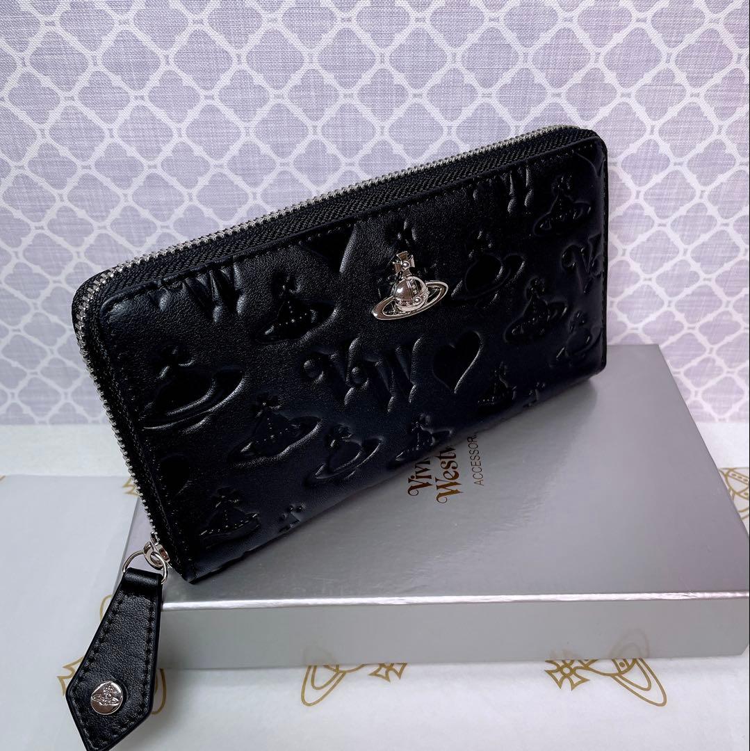【内側に素敵な柄✩】Vivienne Westwood 長財布 マット ブラック