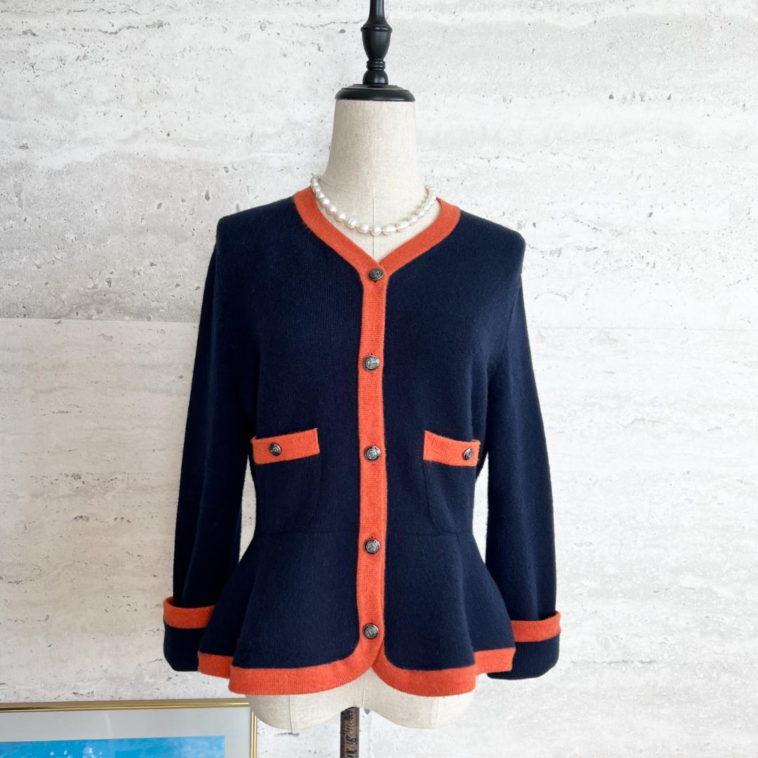 美品★CHANEL★極上カシミヤ100★トリミング★ノーカラージャケット