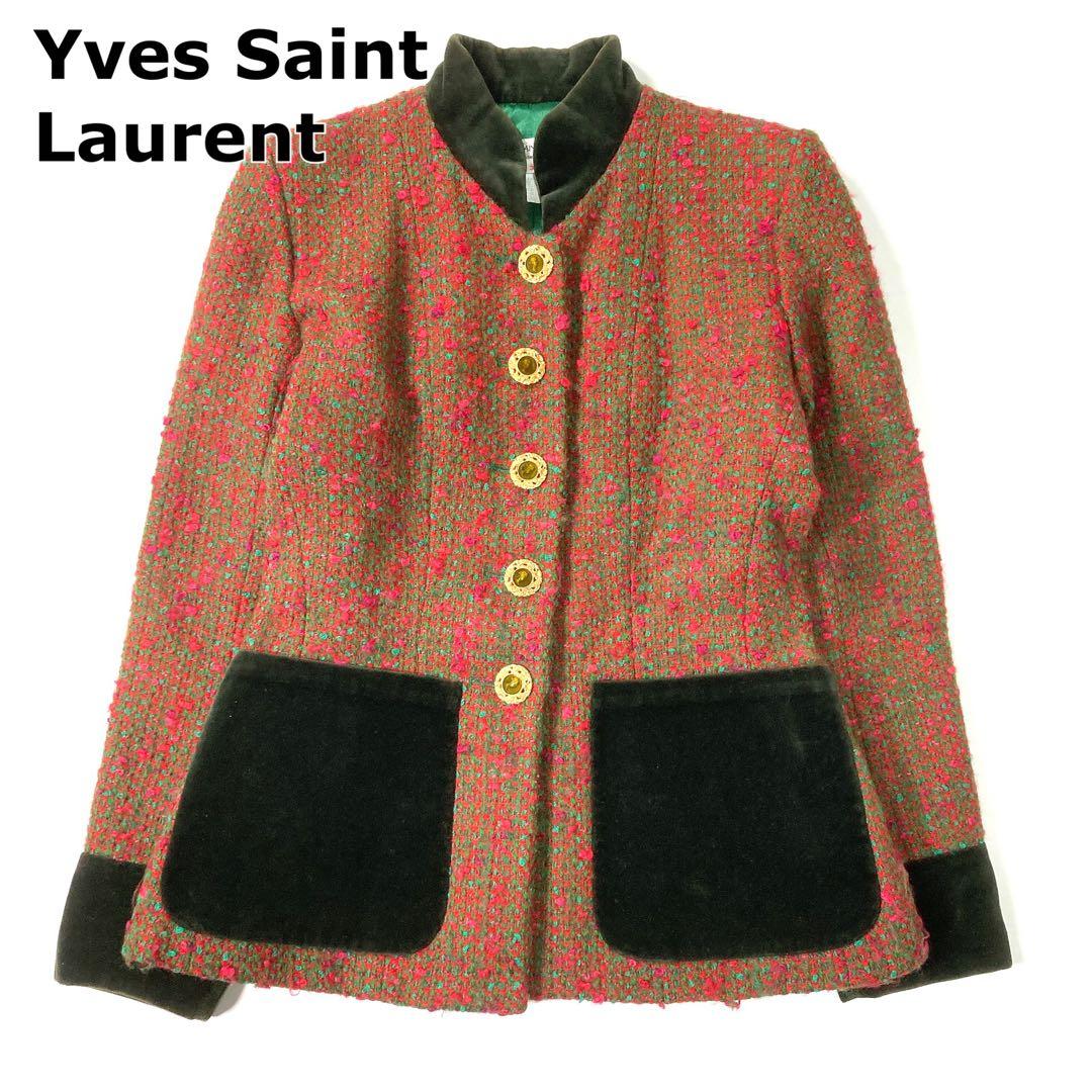 イヴサンローラン ヴィンテージジャケット ツイード 金ボタン 38