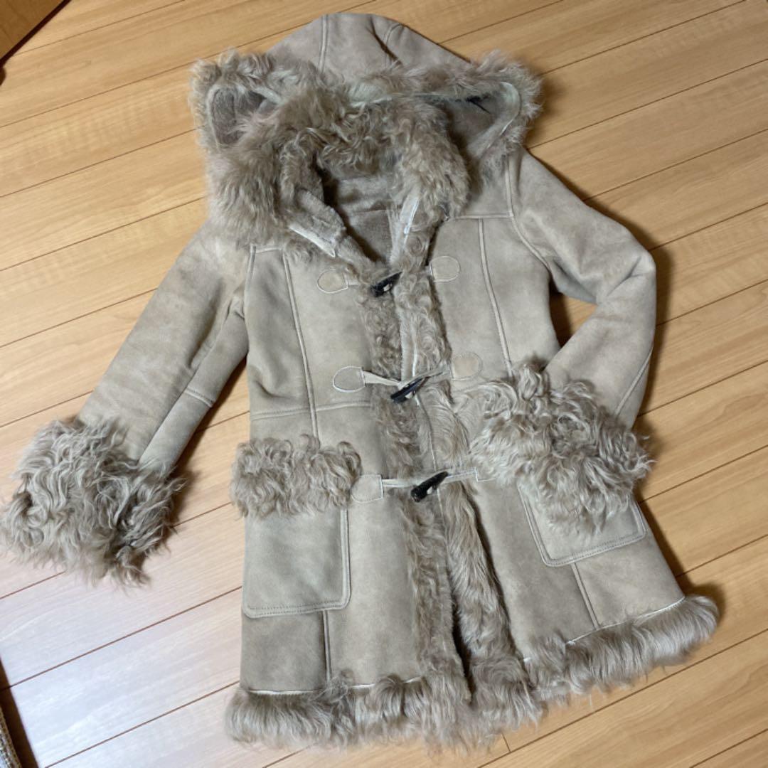 ラムムートン　ダッフルコート　ベージュ　panaji