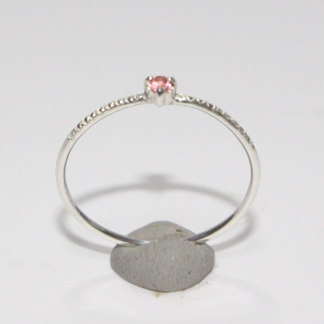 レア！淡いローズピンクの輝きベイリネナイト細身ミル打ちシルバーリング約11.5号