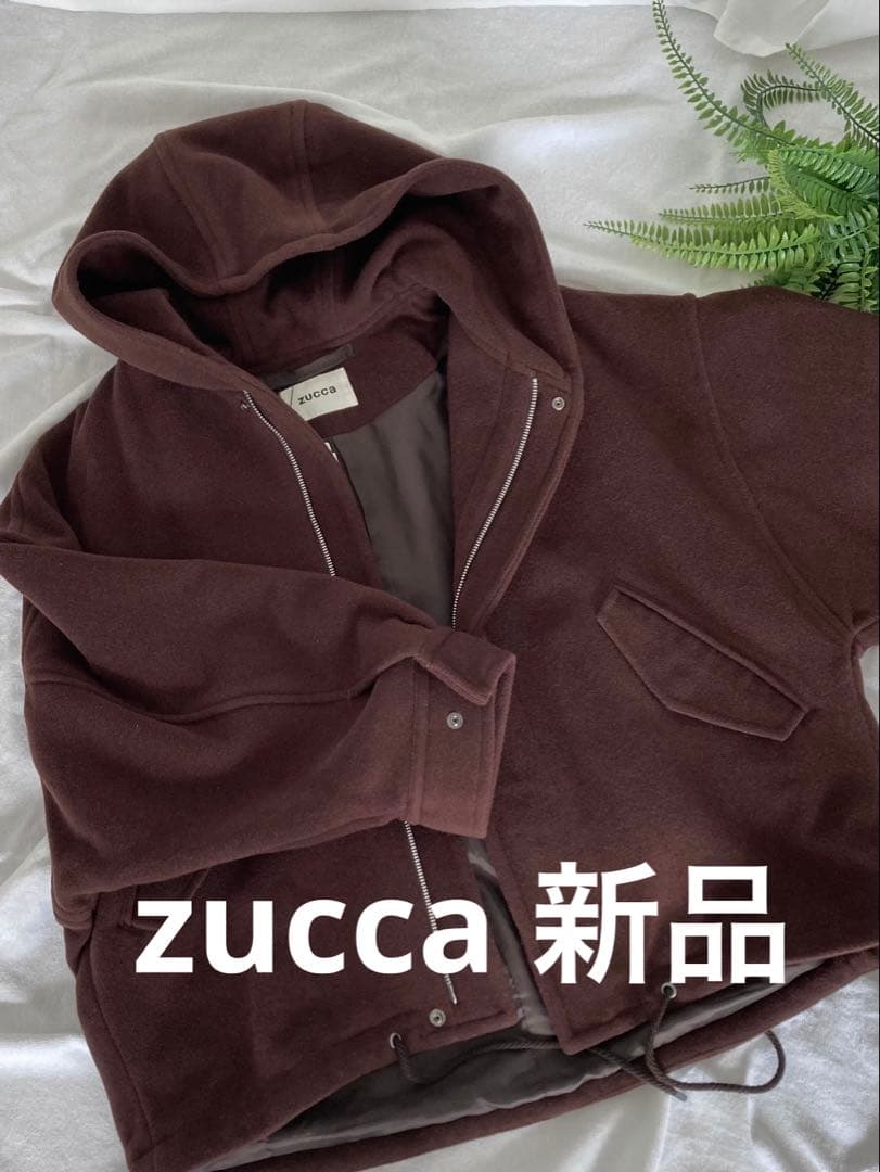 [新品未使用] zucca ズッカフード付ブラウンジャケット　アウター　ブルゾン