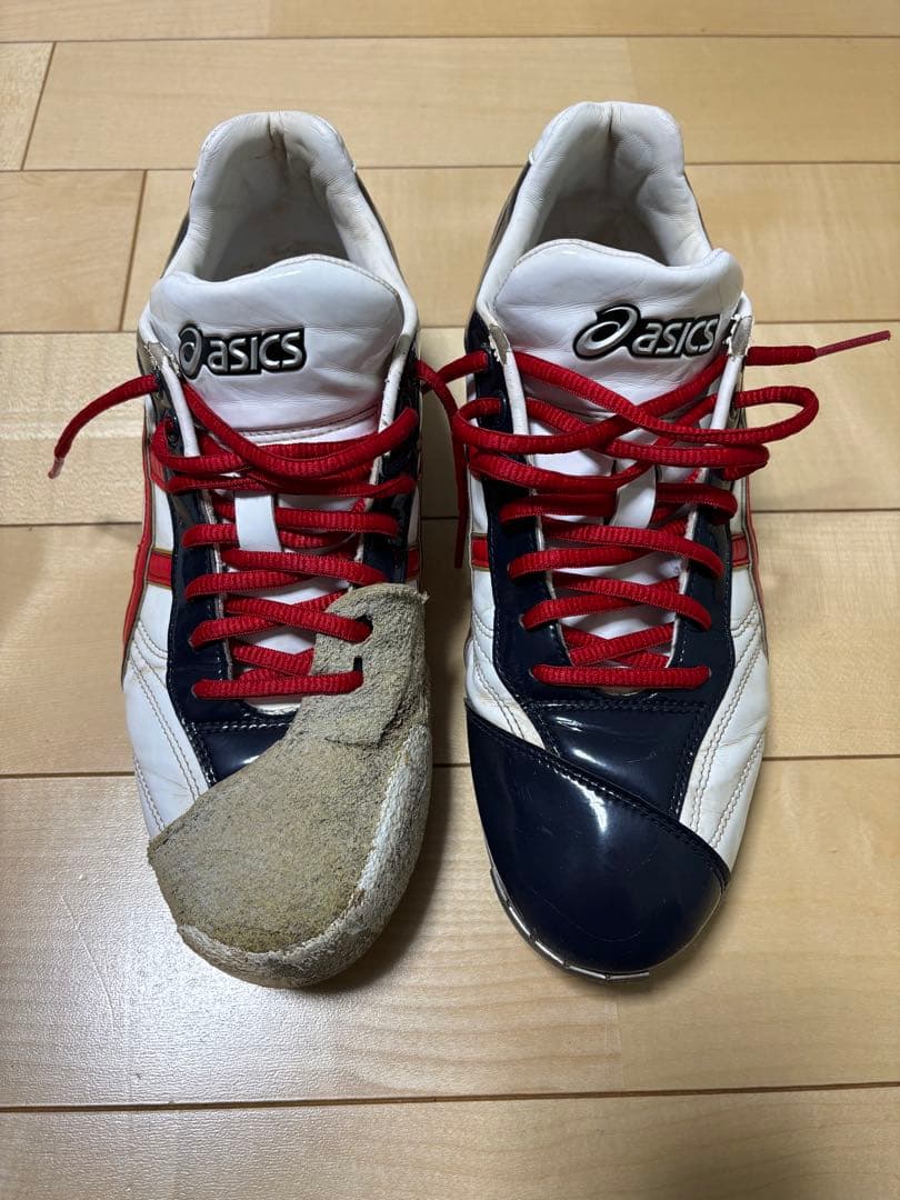 asics オーダースパイク ホワイト/ネイビー/レッド　26.5