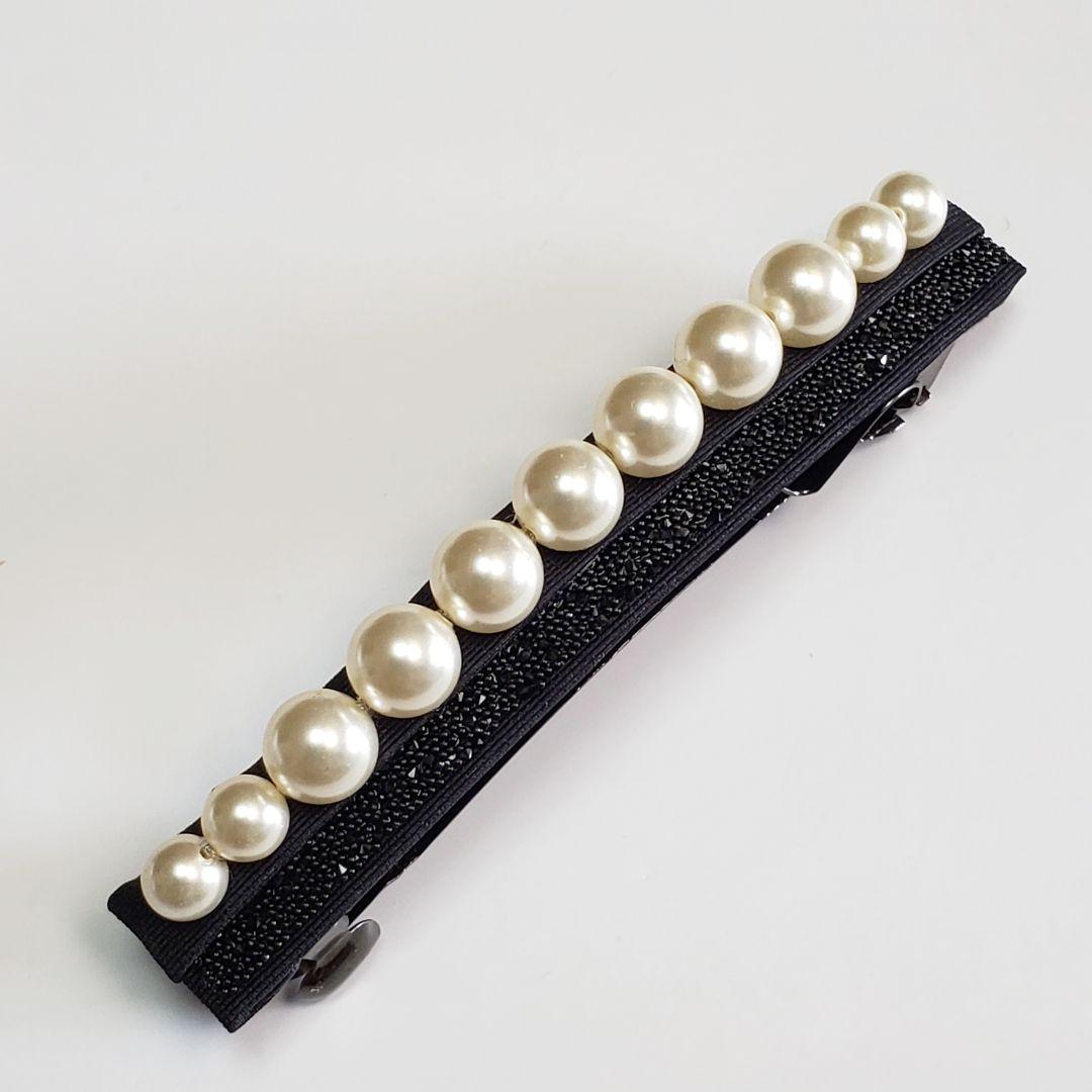 新品　コンプレックスビズ　パール　ブラック　スワロフスキー　バレッタ　セレモニー