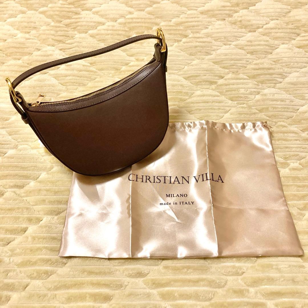 新品 CHRISTIAN VILLA 本革 ハーフムーンバッグ ワンショルダー